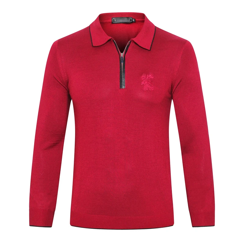 Billionaire sweater Snake skin wool men's New Casual zipper embroidery high quality gentleman big M-5XL free shipping - Цвет: Red