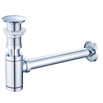 

HTHL-Bathroom Basin Bottle Trap Up Drain Stopper with Overflow,Sink Drain Kit Siphon Waste P-TRAP Drain Chrome A