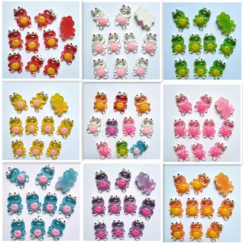 

30 pcs of frog flat back resin convex round scrapbook DIY handmade craft accessories