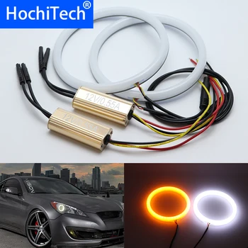 

White & yellow Dual and only white Cotton LED Angel eyes kit halo ring Turn signal light for Hyundai Genesis Coupe 2010-2014