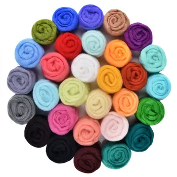 

30 Colors Merino Wool Fibre Roving For Needle Felting Hand Spinning DIY Fun Doll Needlework Raw Wool Felt poke 10g/bag