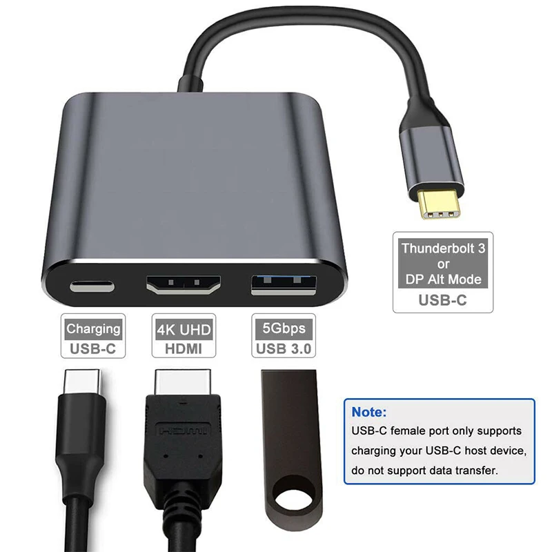 

High Quality HDMI 4K Hub Adapter Cable 1080P Type-C to USB-C USB3.0 4K HDMI 3-in-1 HDTV Audio Video Adapter Converter