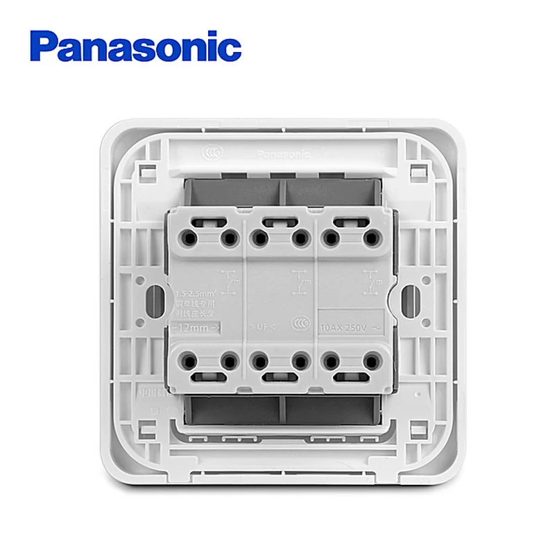 Panasonic 1/2/3/4 Gang 2 Way Push Button Switch Panel Wall Interruptor White PC Frame Panel Light Switch On/Off Wall Switch