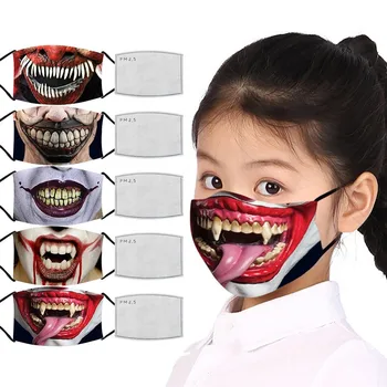 

Halloween Horror Mask Scary And Tidy Dustproofs And Breathable With Interlayer Mascarilla Reutilizable Mondkapjes Herbruikbaar