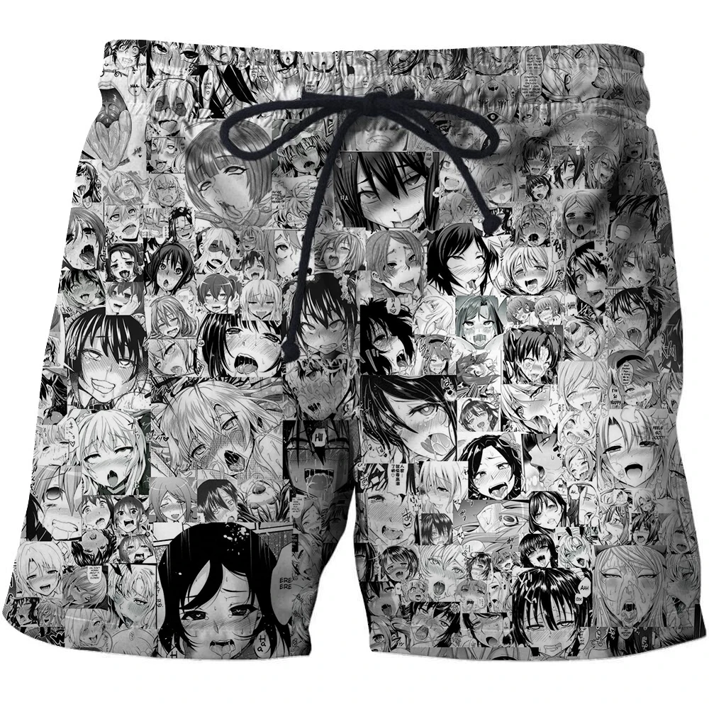 Pantalones cortos japoneses de Anime 3D para hombre, Shorts deportivos holgados informales para vacaciones en la isla, verano, Senpai