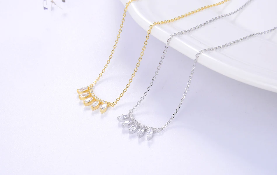 ORSA JEWELS АААА кубический циркон геометрическое ожерелье 925 стерлингового серебра ожерелья с 5 Большими кристаллами ювелирные изделия вечерние подарок осн176