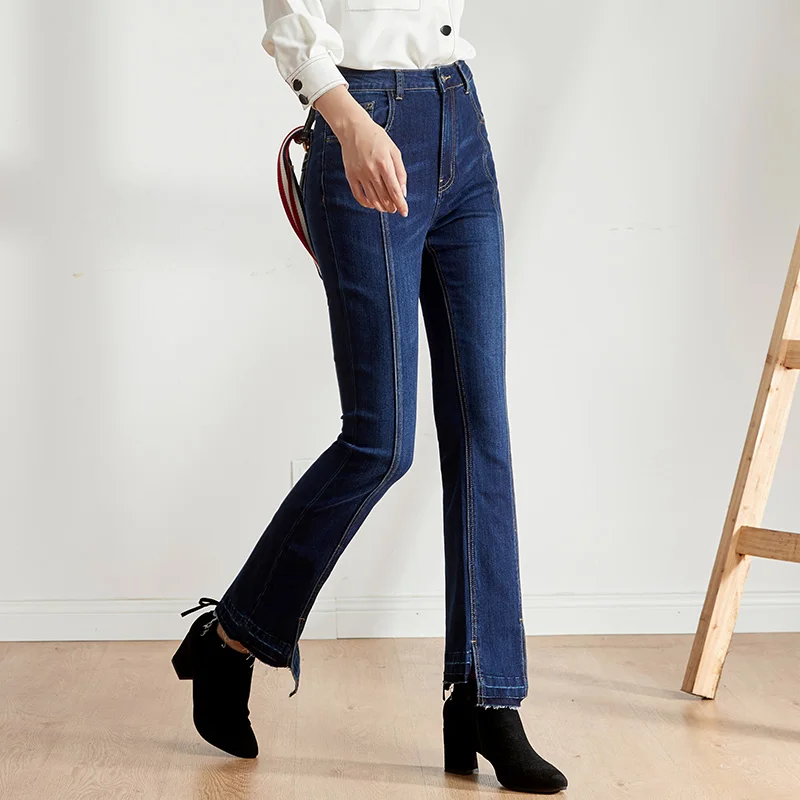 Женские асимметричные джинсы LEIJIJEANS, элегантные повседневные облегающие брюки со средней посадкой, новая модель 9205 большого размера