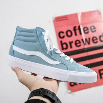

Sk8 Mid Black Shoes Men and Women Unisex High Top Light Blue Classic Sneakers Skateboarding Shoes