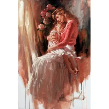 

DIY Diamond Embroidery Mother and daughter 5D Diamond Painting Cross Stitch Mosaic Pattern Full square Rhinestone Home Decor