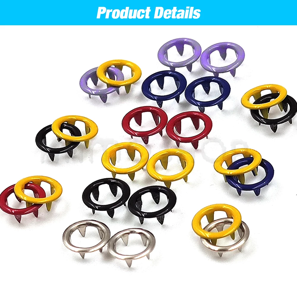 100 Sets Metal Prong Snap Button Fasteners With Mold Machine Prong Ring Press Button Studs For Clothes Garment Sewing Bags Shoes