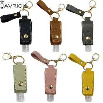 

Travel Portable 30ml Empty Refillable Bottle with Faux Leather Holder Keychain Clips Leakproof Hand Sanitizer Container