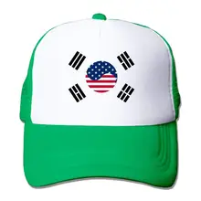 Корейский американский флаг унисекс Сетка Регулируемая простая бейсбольная кепка Дальнобойщик Шляпа