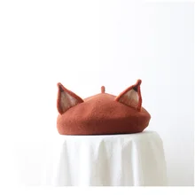 Модный шерстяной фетровый берет, Рождественский берет с лисьими ушками, самодельные оригинальные вечерние шляпы, подарок для женщин