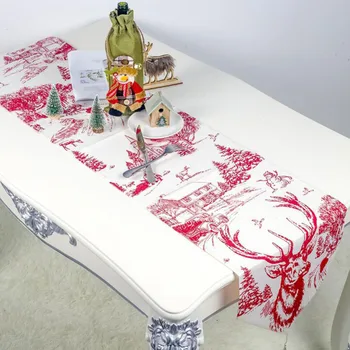

Christmas Table Runner Embroidered Floral 200x35cm Dust Proof Covers Christmas Table Home Party Wedding Table New Year Decoratio