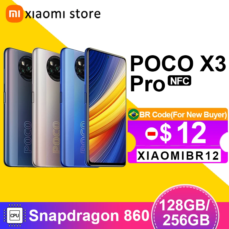 POCO X3 Pro глобальная версия 6 ГБ 128 ГБ/8 ГБ 256 Snapdragon 860 смартфон 120 Гц DotDisplay 5160 мА/ч, 33 Вт NFC четырехъядерный AI Камера