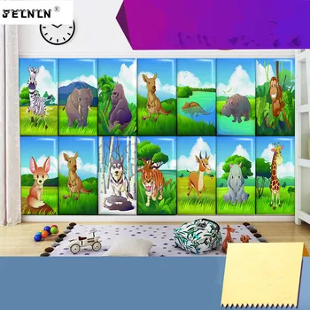 

Zodiac animal pattern tatami children foam wall headboard background wall anti-collision wall stickers soft bag 3D wall stickers