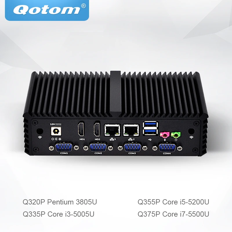 Qotom Mini PC i3 i5 i7 AES NI with 2 Gigabit Ethernet LAN 6 COM 
