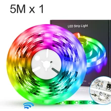 YHW-Tira de luces LED con cambio de Color RGBCW, 5M, funciona con Alexa, 5050 LED, neón, para decoración del hogar y dormitorio