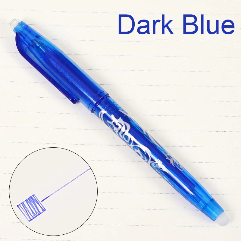 Dark blue 1 шт. Новинка 0,5 мм стираемая ручка 1 шт. заправки цветные яркие 8 цветов творческие инструменты для рисования студенческие инструменты для письма офисные канцелярские принадлежности - Цвет: Dark blue