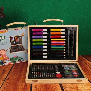 

88pcs/set Painting Tool Beginners Calligraphy Water Color Pen Professional Kids Gift Wooden Box Stationery Brush School Adults