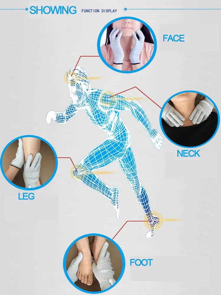 Новые Проводящие Серебряные волокна TENS/EMS Электротерапия перчатки+ носки+ нарукавники+ кабель Электротерапия блок для фитотерапии