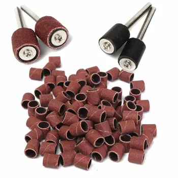 

100 Pcs 3/8 inch 80 Grit Polished sandpaper circle with 2 Mandrels for Polishing Tool