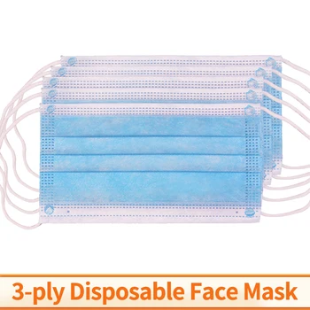 

3-ply Disposable Protective Face Mask Ear Loop Adult Use 3 Layer Dust Mask Antibacterial Protection 3ply Filtration Dust-proof