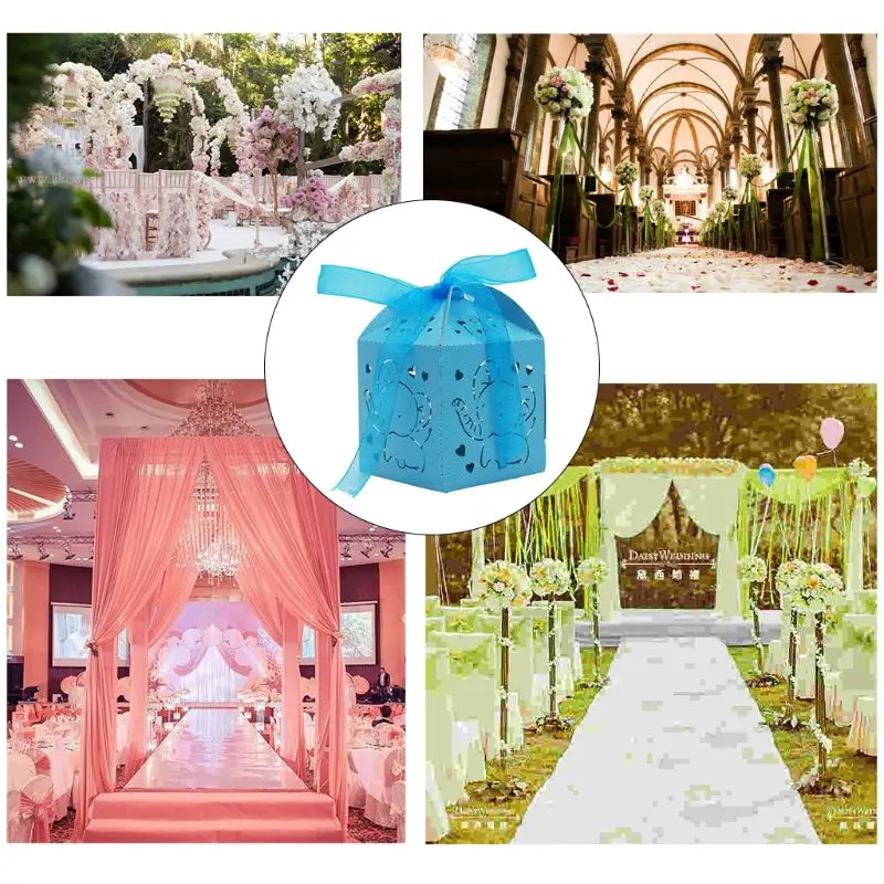 50 шт выдалбливают синий слон шаблон коробки конфет подарочные пакеты Baby Shower вечерние E65B
