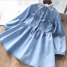 Джинсовое платье для девочек в Корейском стиле весенние модные платья для девочек 2-8 лет, PP874