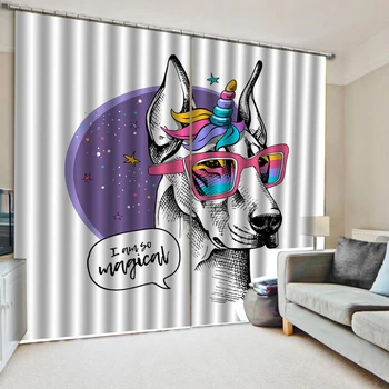

Customize Unicorn Windows Curtains Thin for Living Room Bedroom Decorative Kitchen Curtains Drapes Treatments Dropship