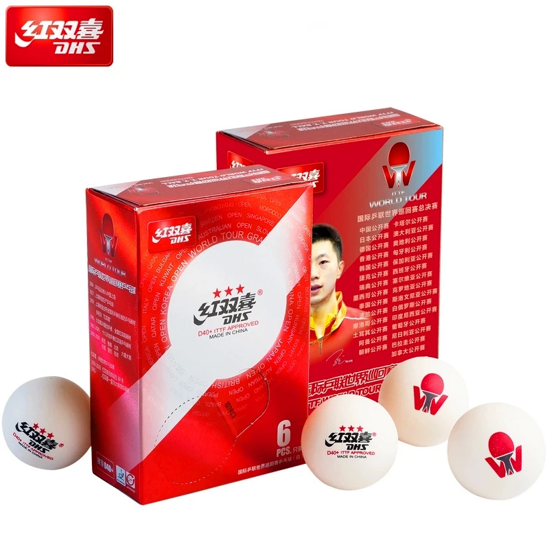 DHS 3-star D40+ мяч для настольного тенниса ITTF WORLD TOUR d40+ Прошитые пластиковые ABS DHS 3 звезды мячи для пинг-понга