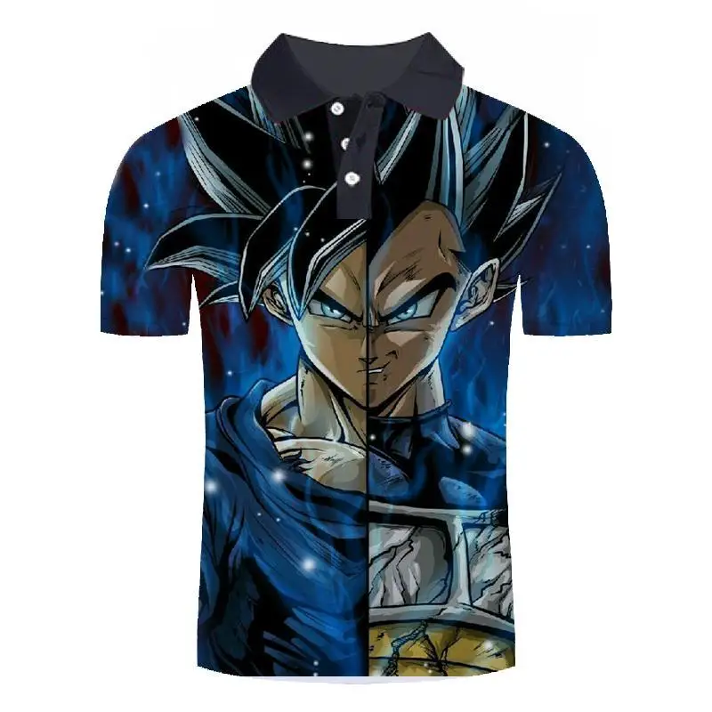 Новая мужская рубашка поло Seven Dragon Beads Z Goku с 3D принтом Повседневная Удобная летняя толстовка с коротким рукавом
