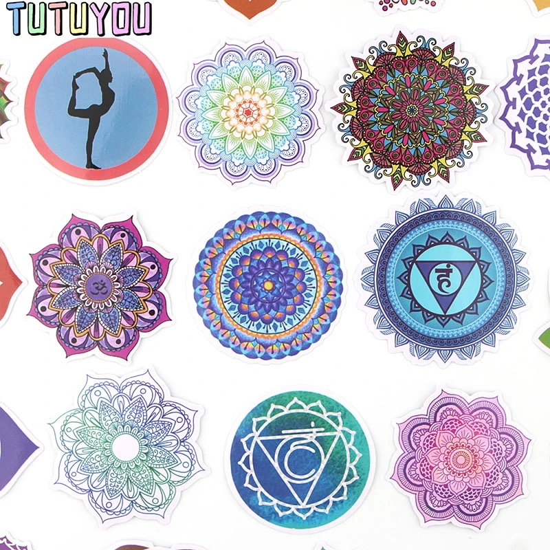 PC247 Yoga Mandala Sticker Waterproof For Laptop Moto Skateboard Luggage Guitar Furnitur Decal Toy Stickers Fashion Gifts