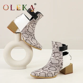 

OLEKA Mid-calf Winter Winter Boots Women Square Heel Narrow Band Pointed Toe Ladies Boots Novelty Style Basic New AS415