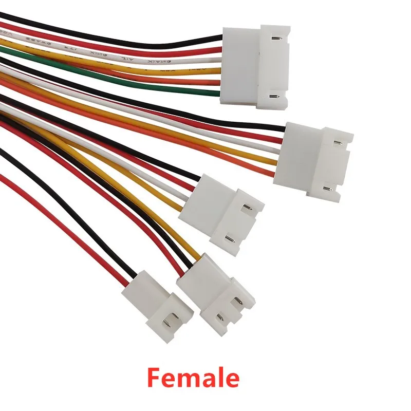 JST XH2.54mm Pitch Connectors - 2-6Pin Cable Connectors with 20CM 26AWG Wire Description Image.