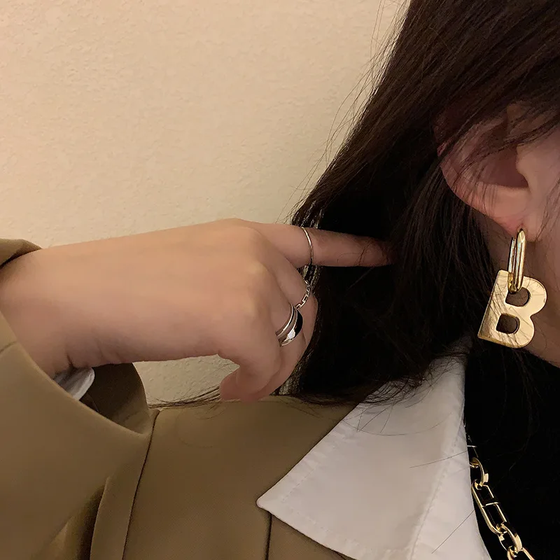 Fashion Gold Color Metal Letter B Earrings Bracelets for Women Thick Link Chain Bracelets Necklace Couple Jewelry Gift jewelry sets,jewelry set