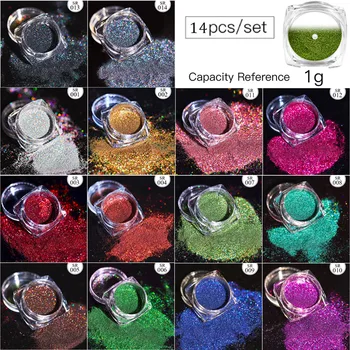

0.1g/1g Magic Mirror Laser Nail Glitter Dip Powder Shining Chrome Pigment Dust Nail Art Manicure UV Powder For Nails Gel Polish