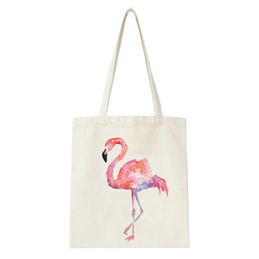 Новая женская сумка на одно плечо для покупок модная сумка с принтом Фламинго дамские складные многоразовые сумки для покупок холщовые сумки