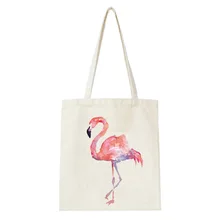 Новая женская сумка на одно плечо для покупок модная сумка с принтом Фламинго дамские складные многоразовые сумки для покупок холщовые сумки