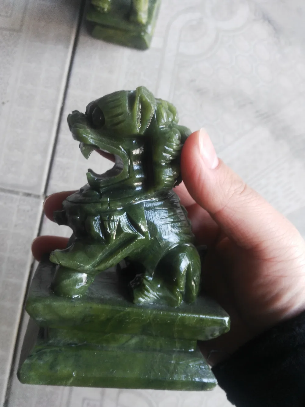 2 piezas Чино натуральный nán нефрита tallado par de estatua de kirin fu существования мала suerte estatuas de jade fengshui a