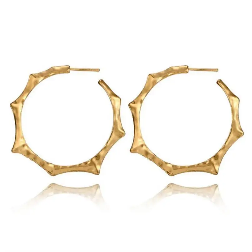 DoreenBeads преувеличенные серьги-кольца для женщин золотой цвет круглая Шестерня геометрические вечерние аксессуары Подвески подарок для девочек 49 мм, 1 пара
