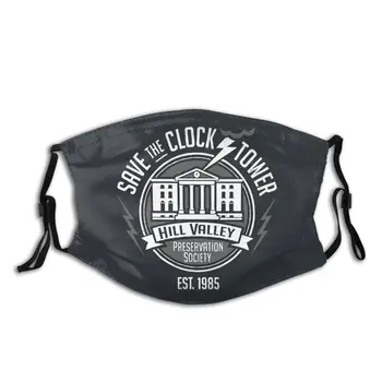 

Back To The Future Save The Clock Tower Adult Reusable Face Mask with Filter Anti Haze Dust Mask Respirator Mouth Muffle