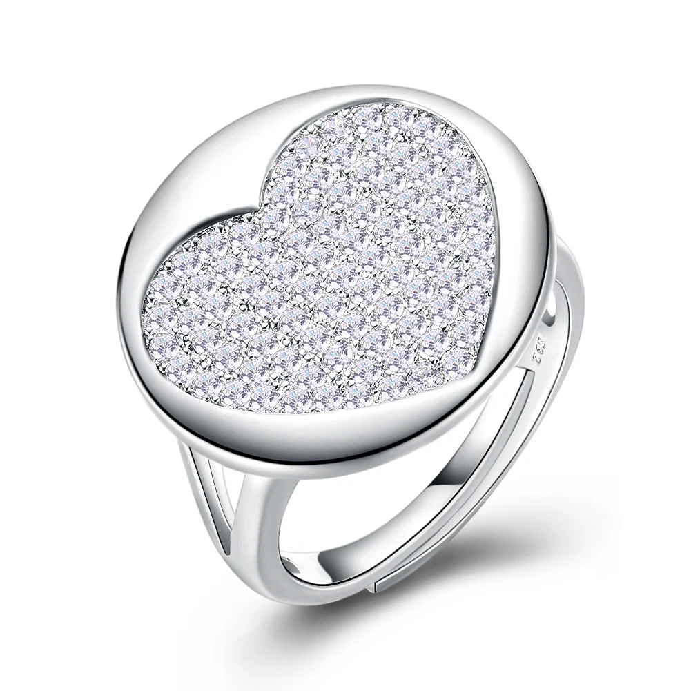 SILVERHOO 925 Sterling Silver Rings For Women Minimalist Large Heart Cubic Zircon Wedding Engagement Ring Hot Sale fine jewelry