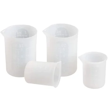 

4 PCS Silicone Measuring Cups Silicone Mixing Cups Epoxy Resin Cups Glue Tools for Casting Molds, Art DIY, Waxing