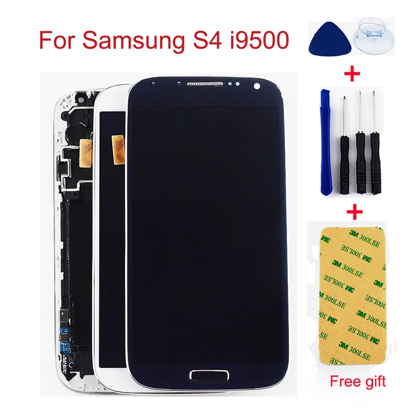 

S4 LCD For Samsung Galaxy S4 i9500 i9505 i337 LCD Display Monitor Panel+ Touch Screen Digitizer Sensor Glass Assemly With Frame
