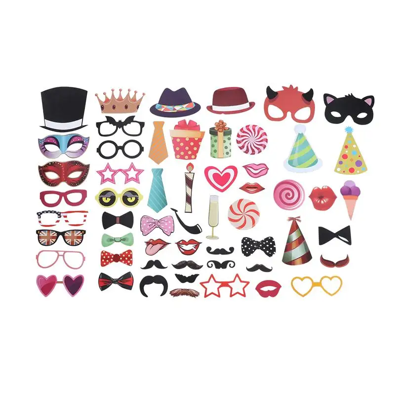 

58pcs Wedding Party Photo Props Wedding Celebration Party Decor Paper Photography Accessories Creative Paper Photo Props