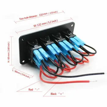 

Water-Resistant Rocker Switch Panel 4 Gang Toggle W/ USB Double Lights