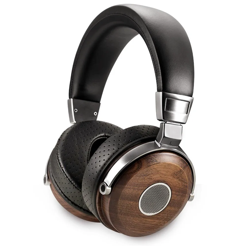 

Walnut Wood Wearing HIFI Fever Headphones 50mm Stereo Headphones Open Dynamic Wooden Earphone Ear Audio Metal Headband Headset