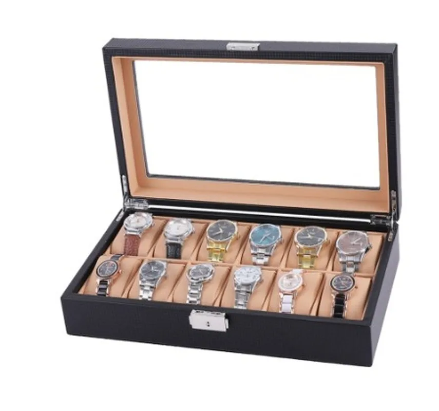 

Carbon Fiber Watch Box Luxury 6/12 grids Watch winder Display Box Storage Holder Organizer Watch Case Jewelry Dispay Watch Box