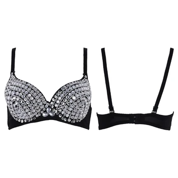 

Women's Sexy All-over Rhinestone Bra Metallic Punk Style Clubwear Stripper Wear F42F